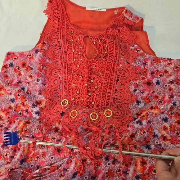 TAHARI Fairy Cottagecore Multicolor Floral Tulle Lace Dress Size 10 New NO Tags! - Picture 9 of 16